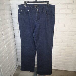 Talbots Ladies Size 12 Dark Wash Boot Cut Zipper & Button Closure Jeans